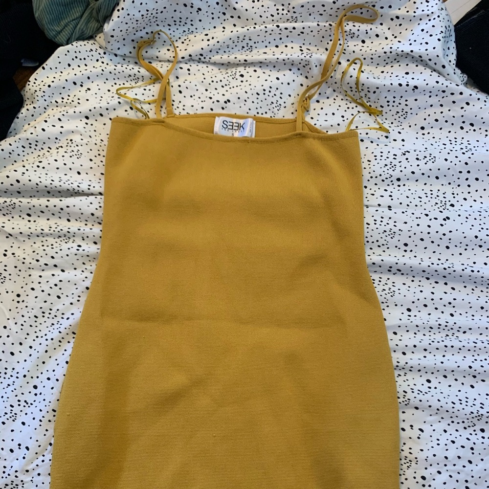 Yellow body con dress